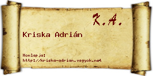 Kriska Adrián névjegykártya